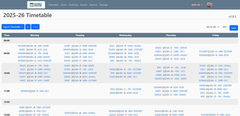 Timetable Creator
